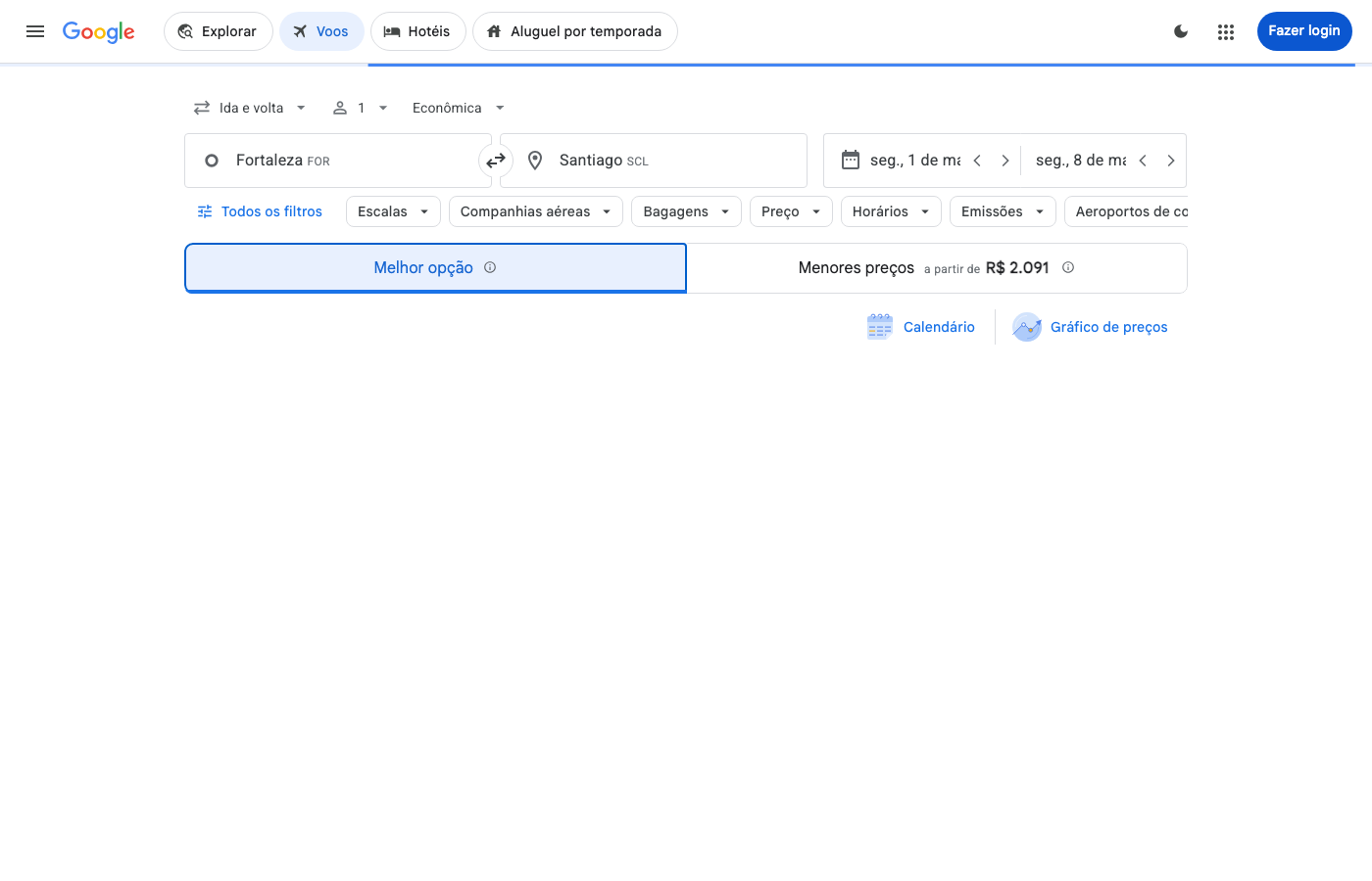 Print Google Flights — FORTALEZA (FOR), partida 01 mar