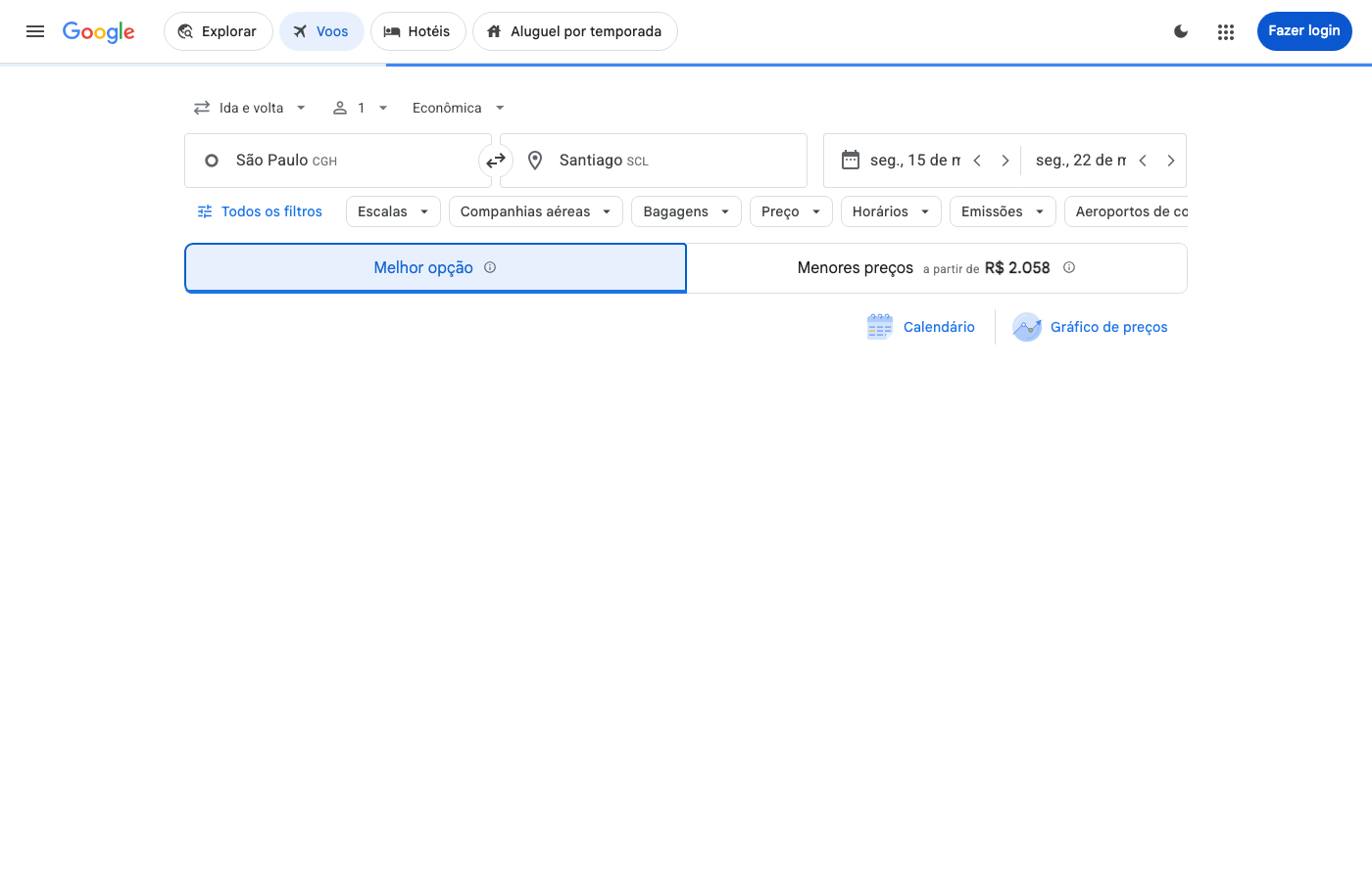 Print Google Flights — SÃO PAULO (CGH), partida 15 mar